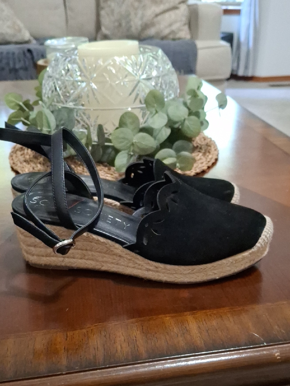 Sole Society Calysa Black Espadrille Wedge Slingback Women’s Shoe Size 9